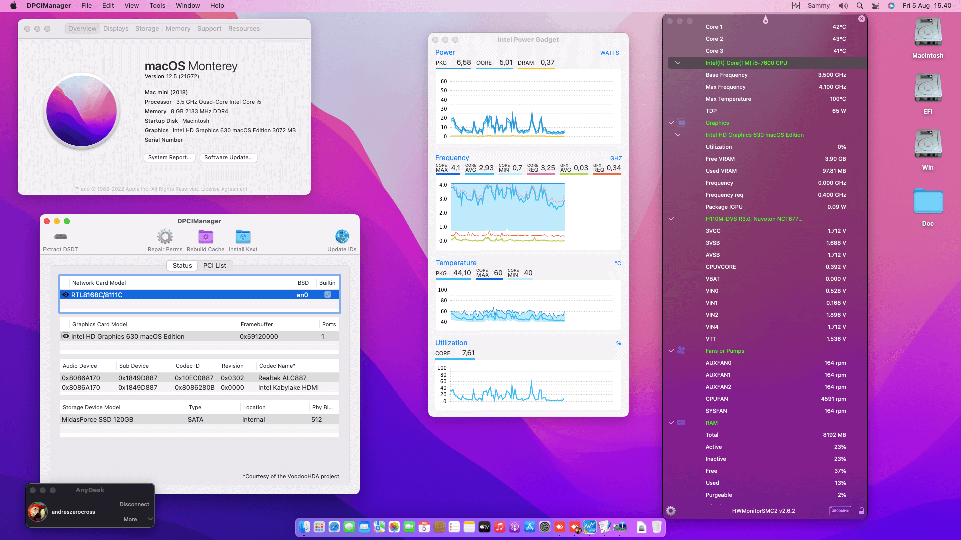 Success Hackintosh macOS Monterey 12.5 Build 21G72 in Asrock H110M-DVS R3.0 + Intel Core i5 7600